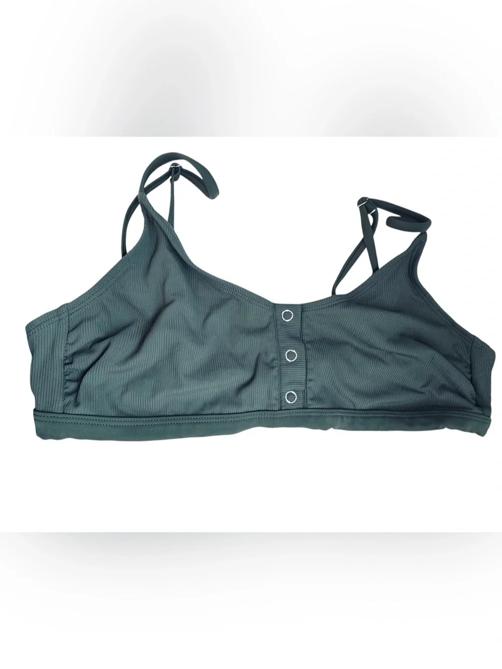 Xhilaration Forest Green Ribbed Bikini Set Snap Button Detail Top XL Bottom M